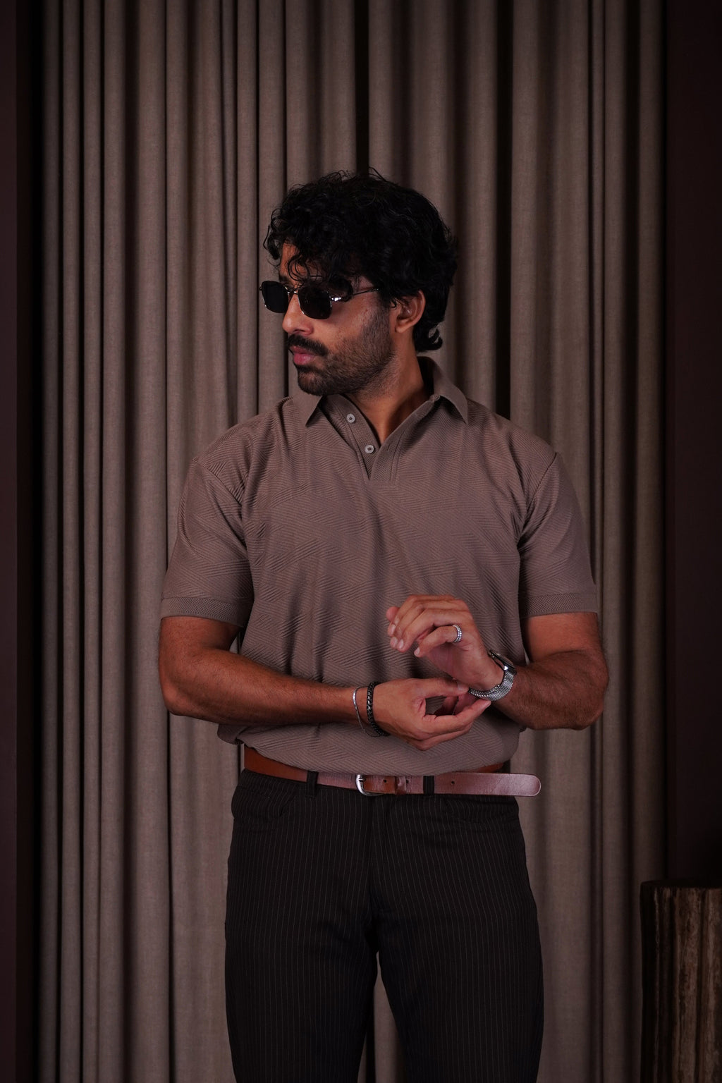 Mocha textured polo