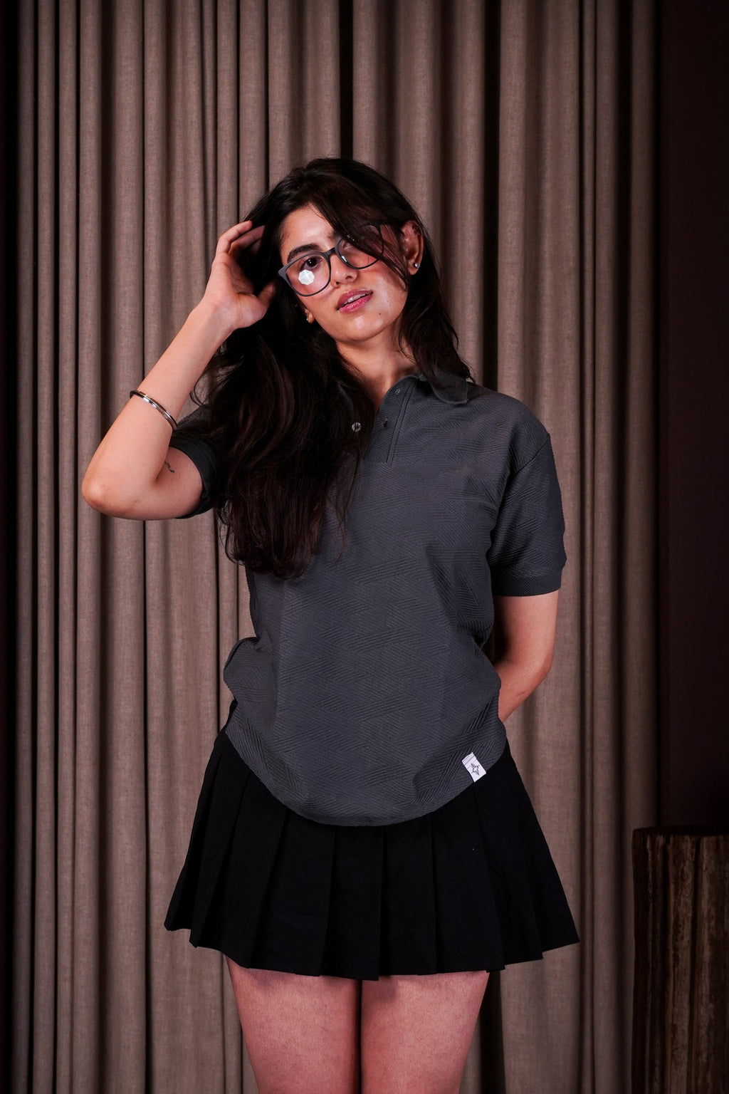 Grey textured polo
