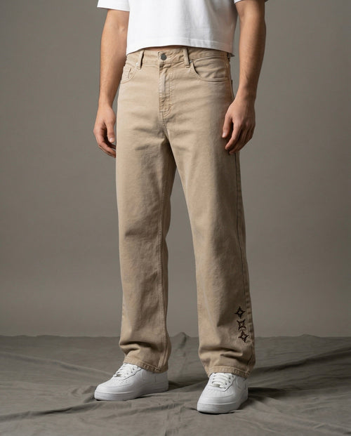 Cult beige denim which is a beige coloured baggy streetwear denim by Ripoff