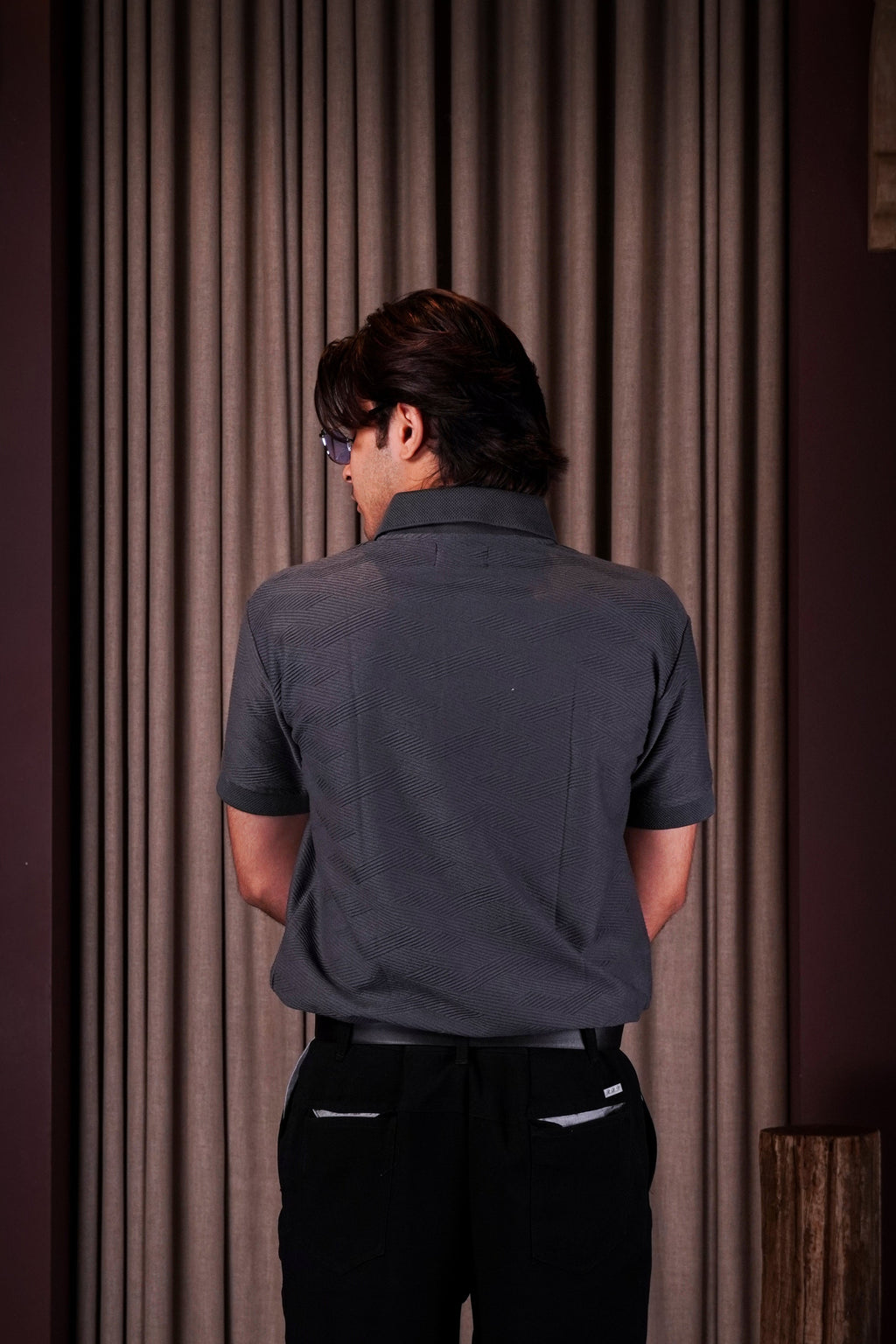 Grey textured polo( Polo tshirt ) by Ripoff