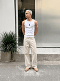 Ivory Katana Denim which is a light cream coloured baggy streetwear denim by Ripoff