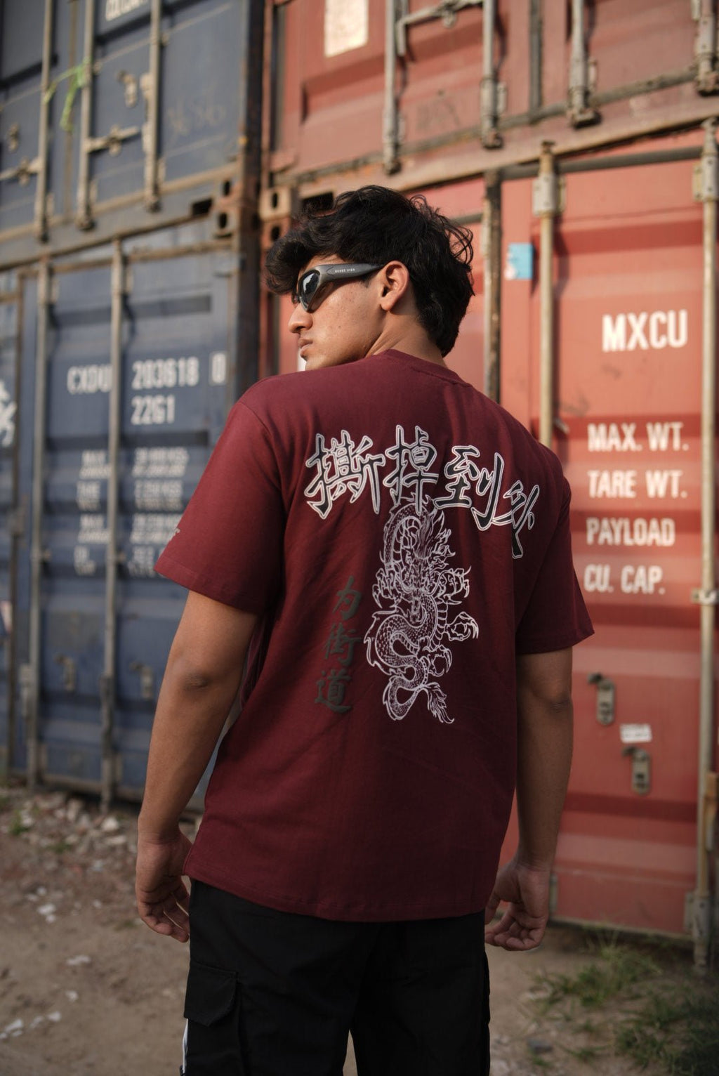 Maroon Dragon Tee( Oversized Tshirts ) by Ripoff
