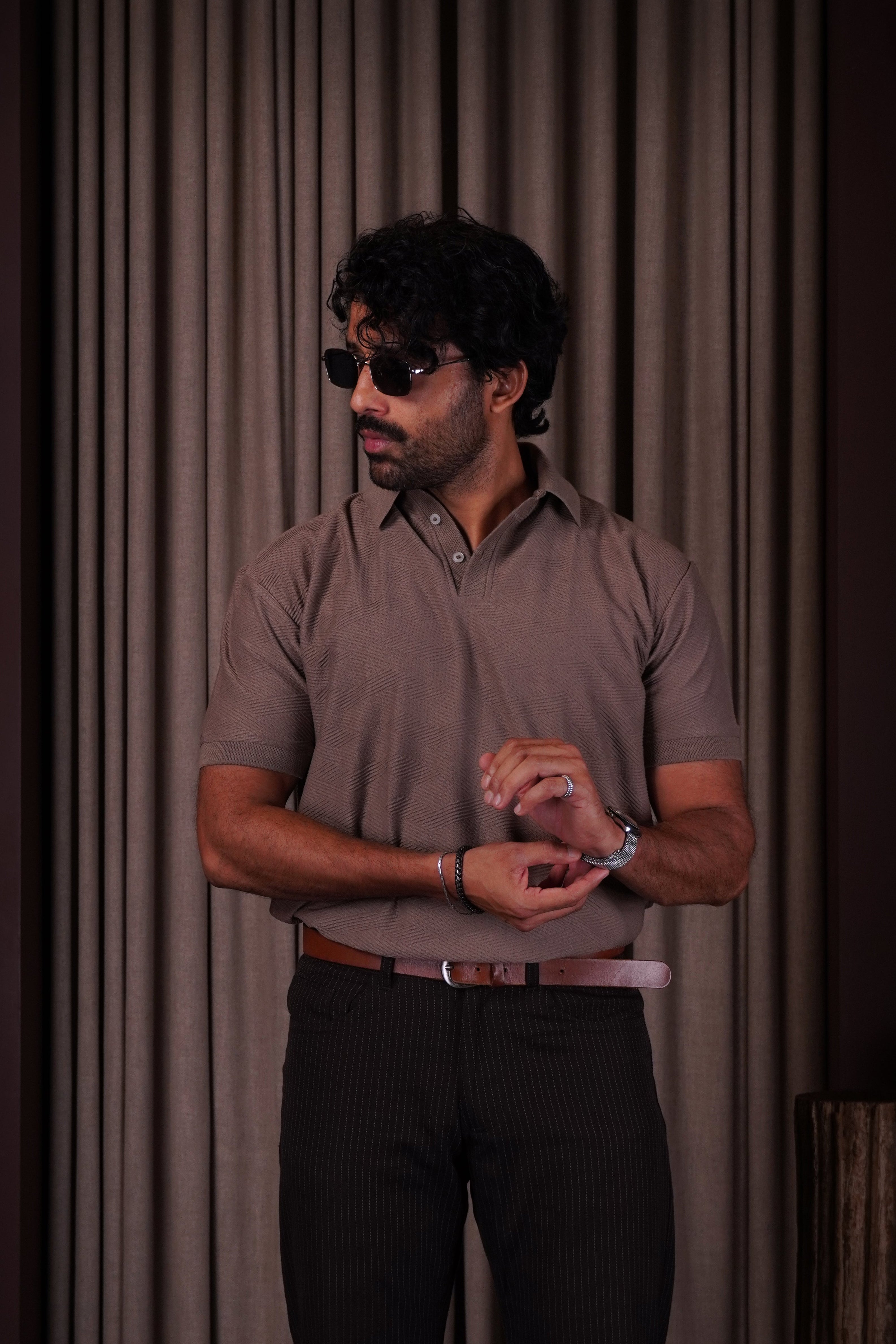 Mocha textured polo( Polo tshirt ) by Ripoff